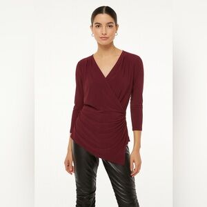 White House Black Market large liquid travelers fabric tunic top crimson wrap